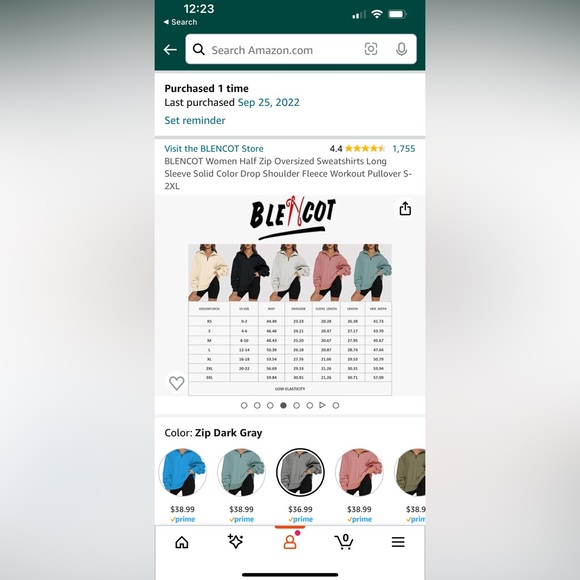 BLENCOT Women Half Zip Oversized Sweatshirt Long Sleeve Drop Shoulder Fleece XL - Picture 4 of 5